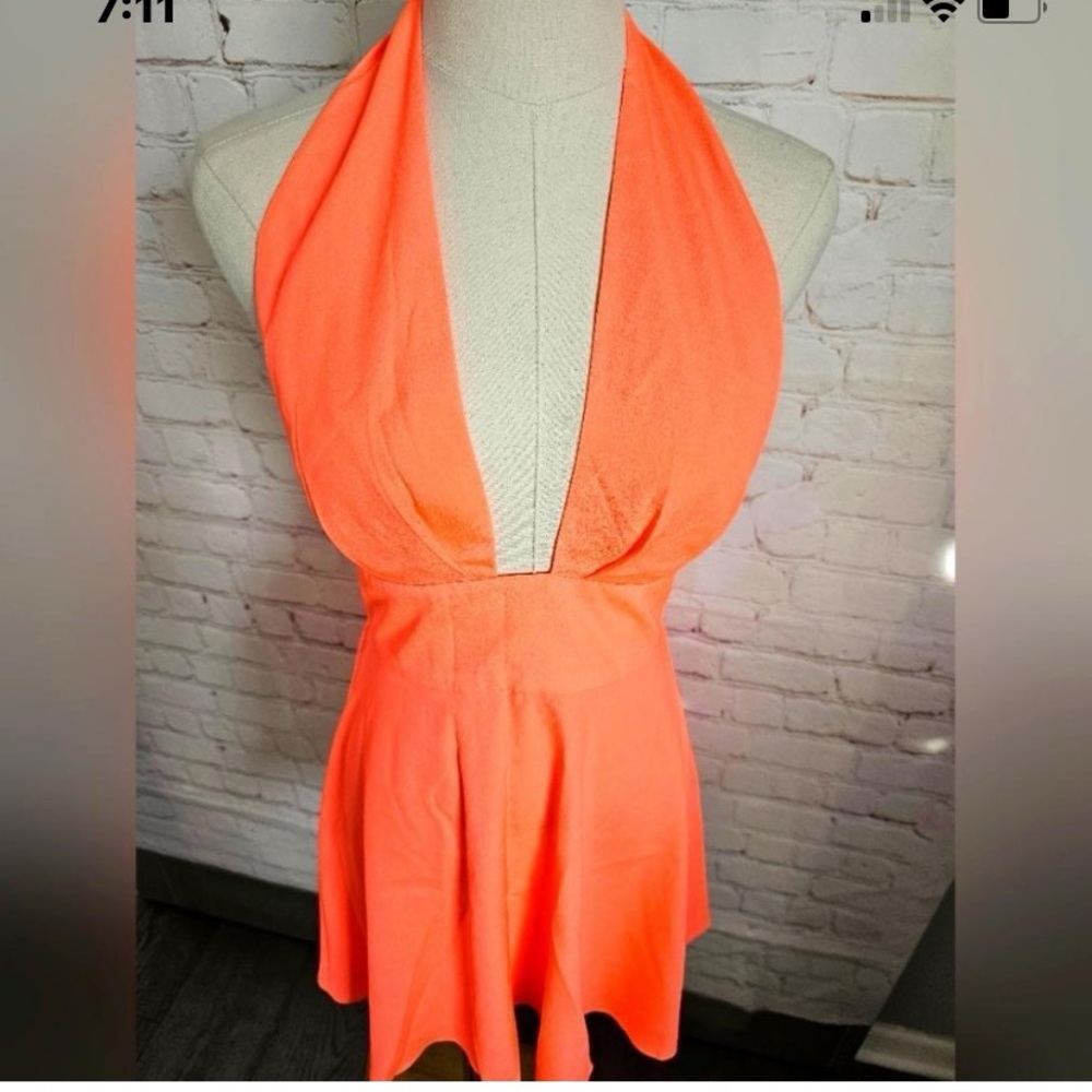 Naven Orange Fit and Flare Skater Halter Dress Sz 6